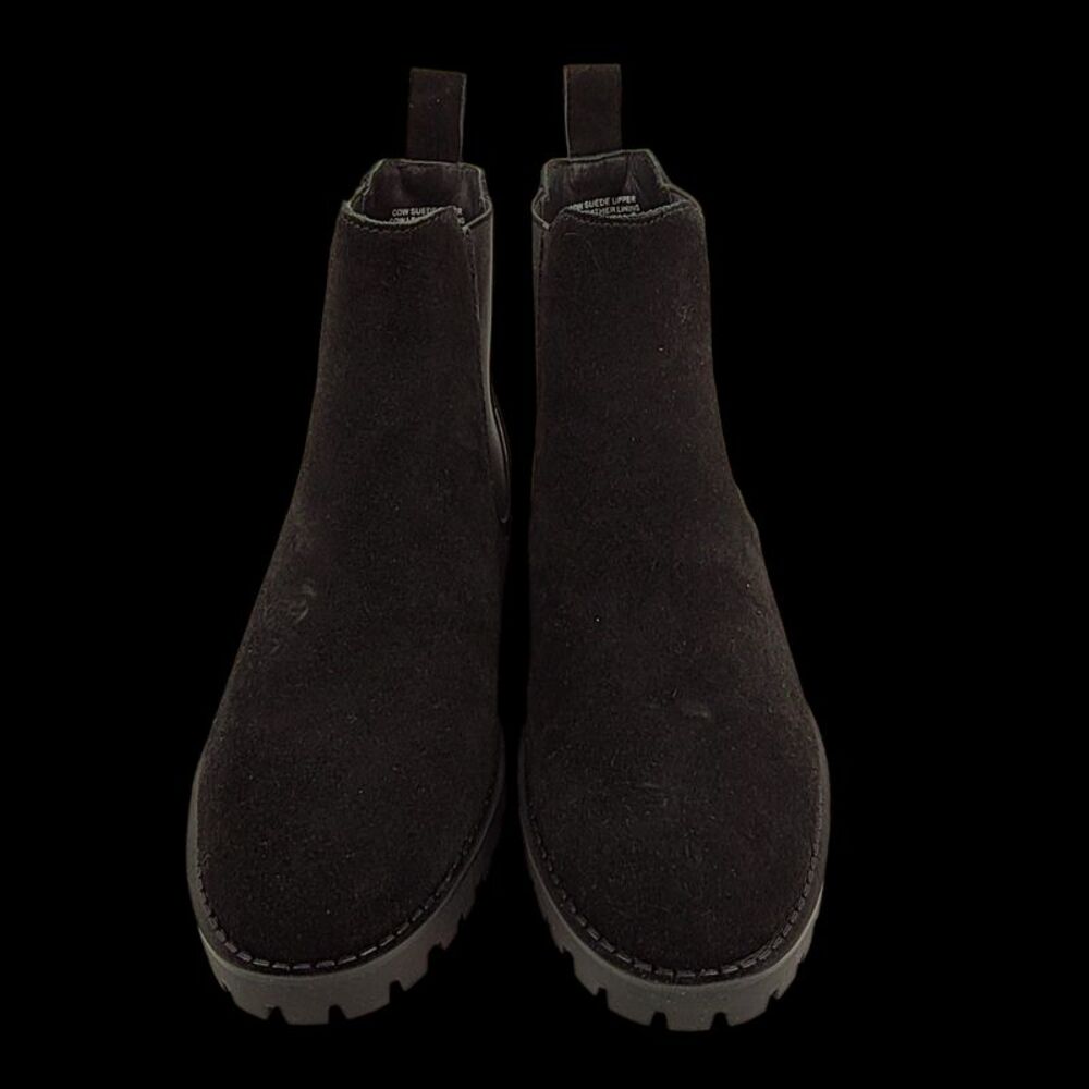Quince Italian Suede Lug Sole Chelsea Boot Black Shoes 6